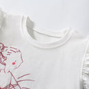 Little Girls Various Cartoon Print Summer Cotton Tops childrensterritory