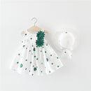 Baby Girl Floral Big Bow Designed Summer Dresses + Sunhat childrensterritory
