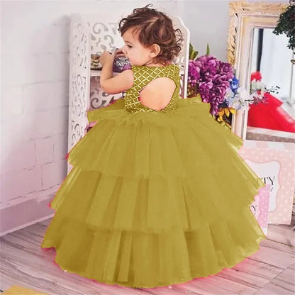 Tiered High-Low Puffy Girls Tulle Dress for Birthday Party