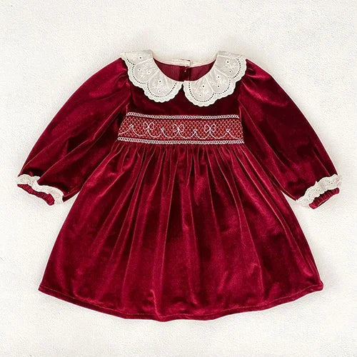 Baby Kids Long Sleeves Lace Design Christmas Party Costumes childrensterritory
