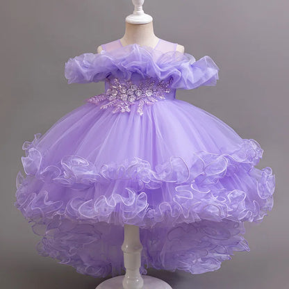 Tulle Ruffles Beaded Baby/Kids Girls Birthday Party Dress