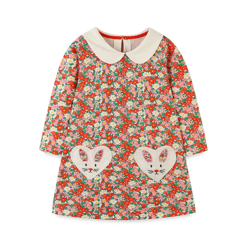 Kids Girls Floral and Striped Print Full Length Dresses childrensterritory