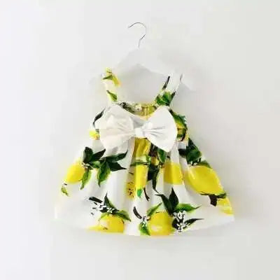 Infant Girls Beautiful Floral Bowknot Sleeveless Summer Dresses