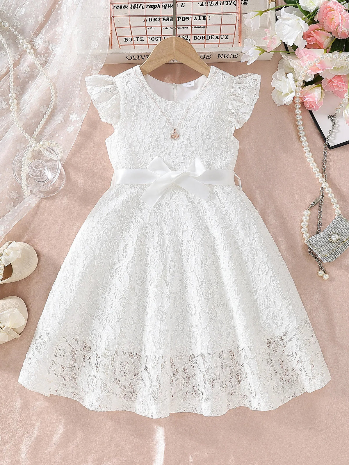 Kids Girls Floral Lace Casual Style Summer Dress