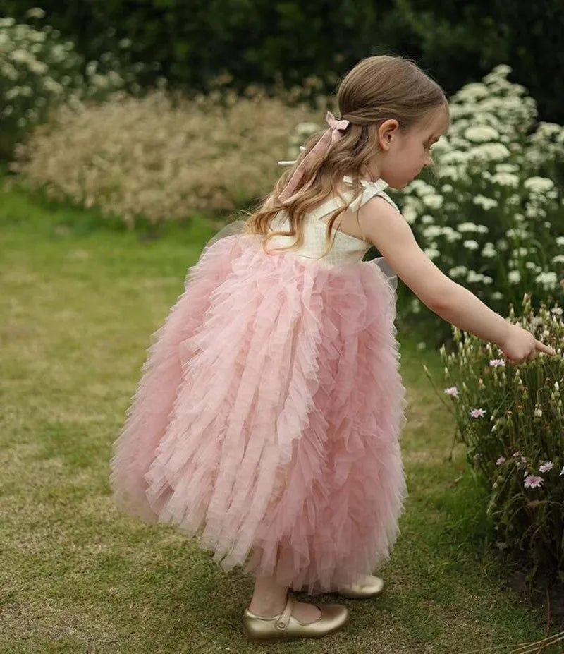 Baby/Kid Girls Pink A-Line Tulle First Communion Dress childrensterritory