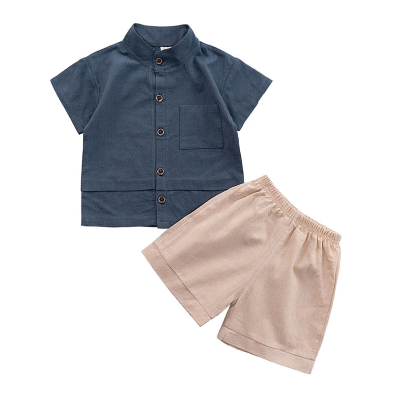 Baby/Kids Boys Casual Button Up Shirt And Shorts Clothing Set childrensterritory