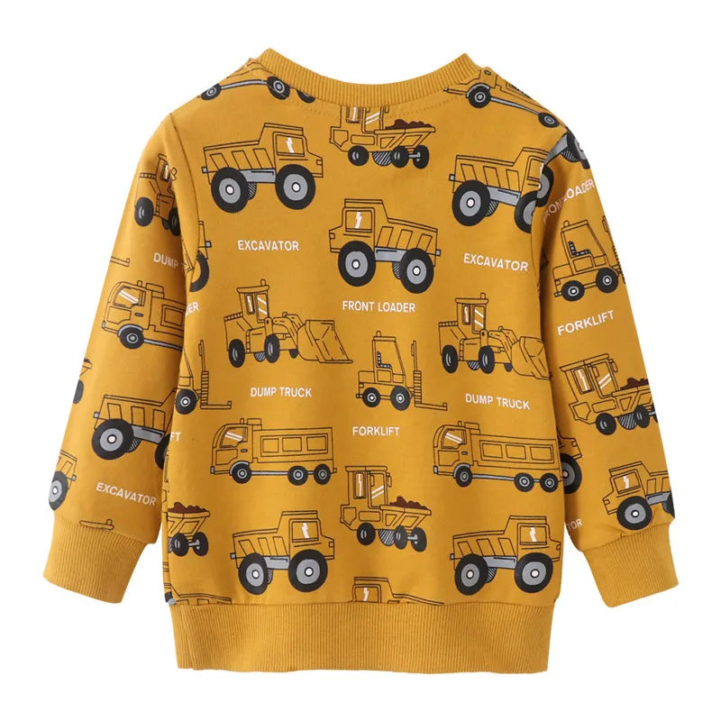 Cartoon Cars Print Long Sleeve Kids Sweatshirts
