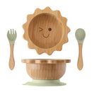 Baby Wooden Tableware Set with Silicone Suction Handle childrensterritory