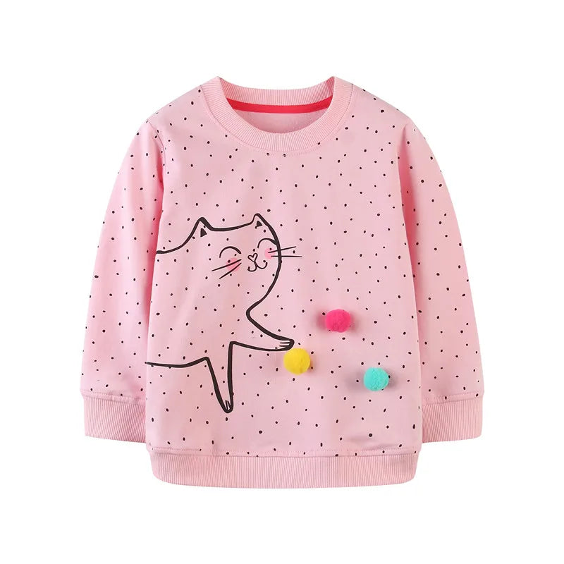Various Cartoon Design Little Girls' Long Sleeve Sweatshirts