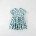Kids Girls Cartoon Print Cotton Summer A-LINE Dresses