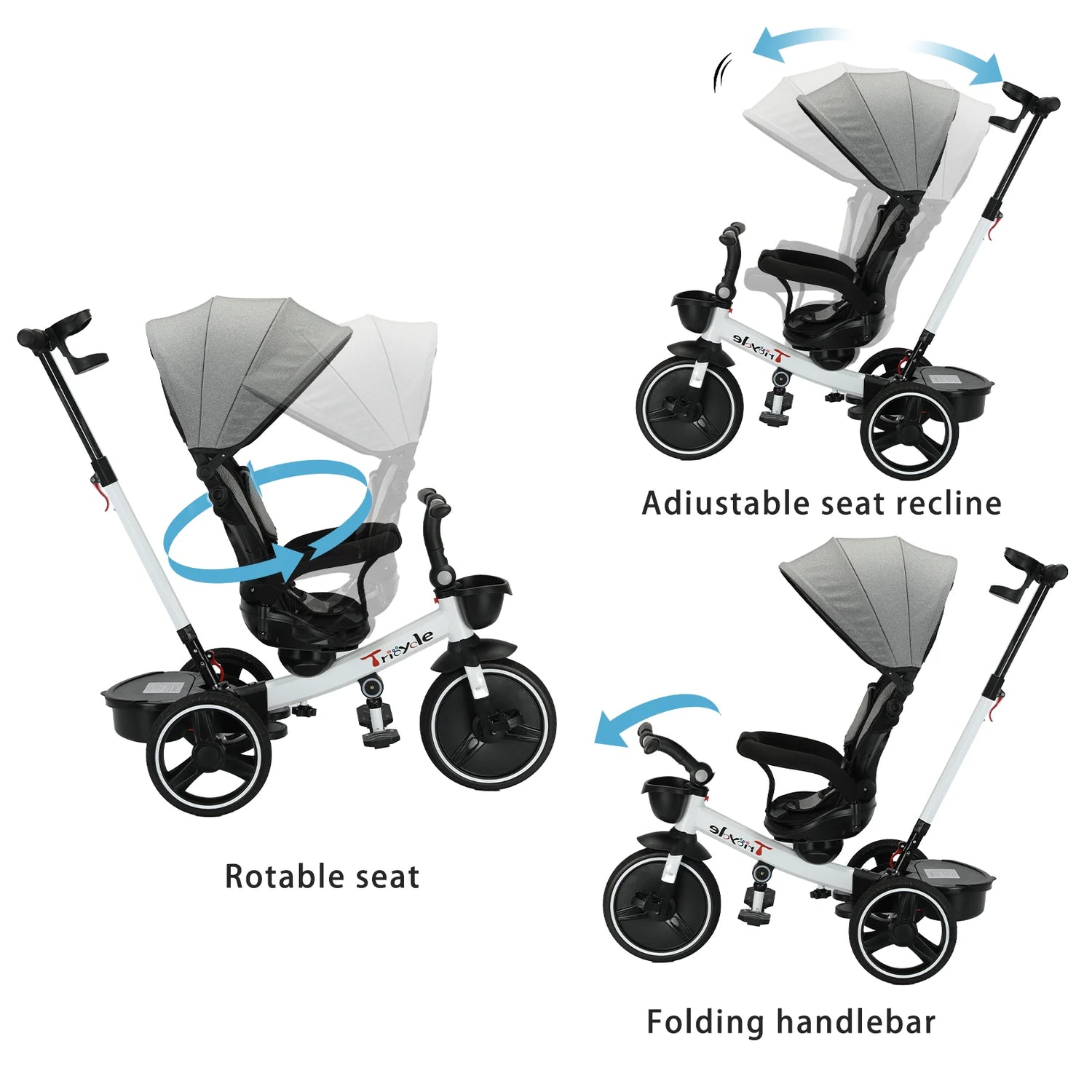 6-in-1 Folding Baby Push Bike with Detachable Guardrail childrensterritory