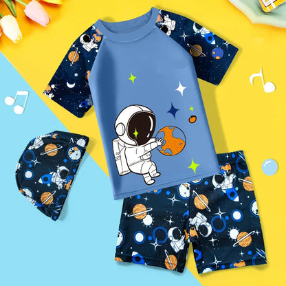 Kids Boys 2pcs Cartoon Printed Swimsuit Set