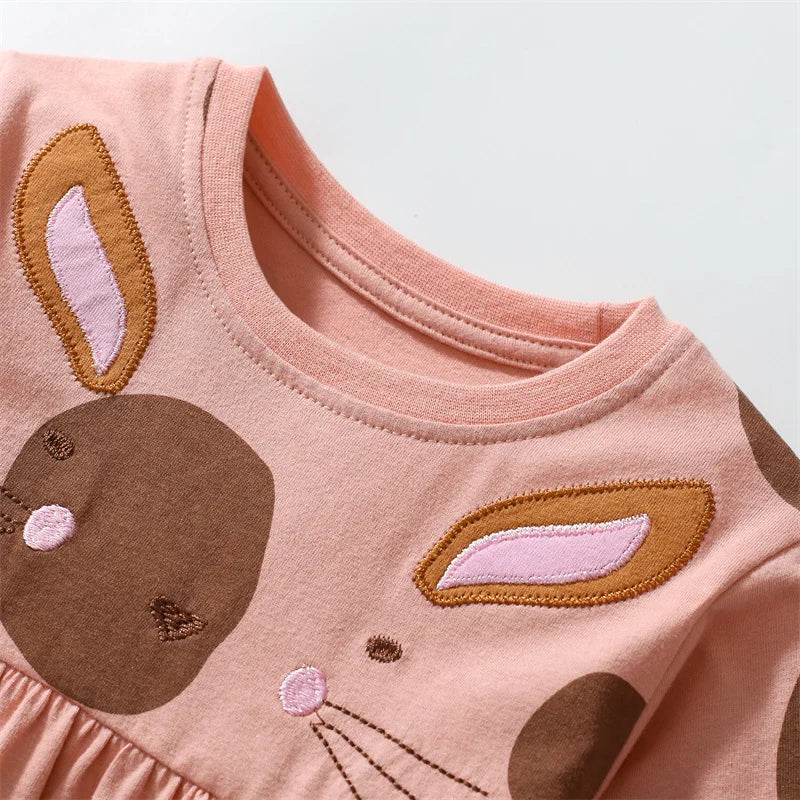 Full-Sleeve Animal Print Summer Dresses For Girls