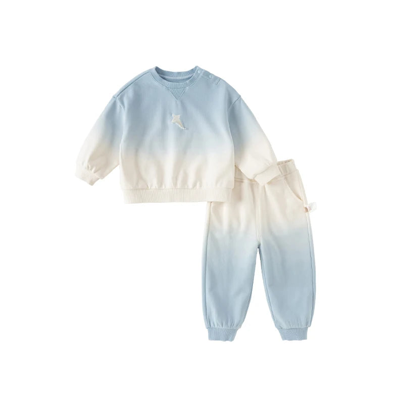 Kids Girls Boys Gradient Color Sports Suits Set for Spring