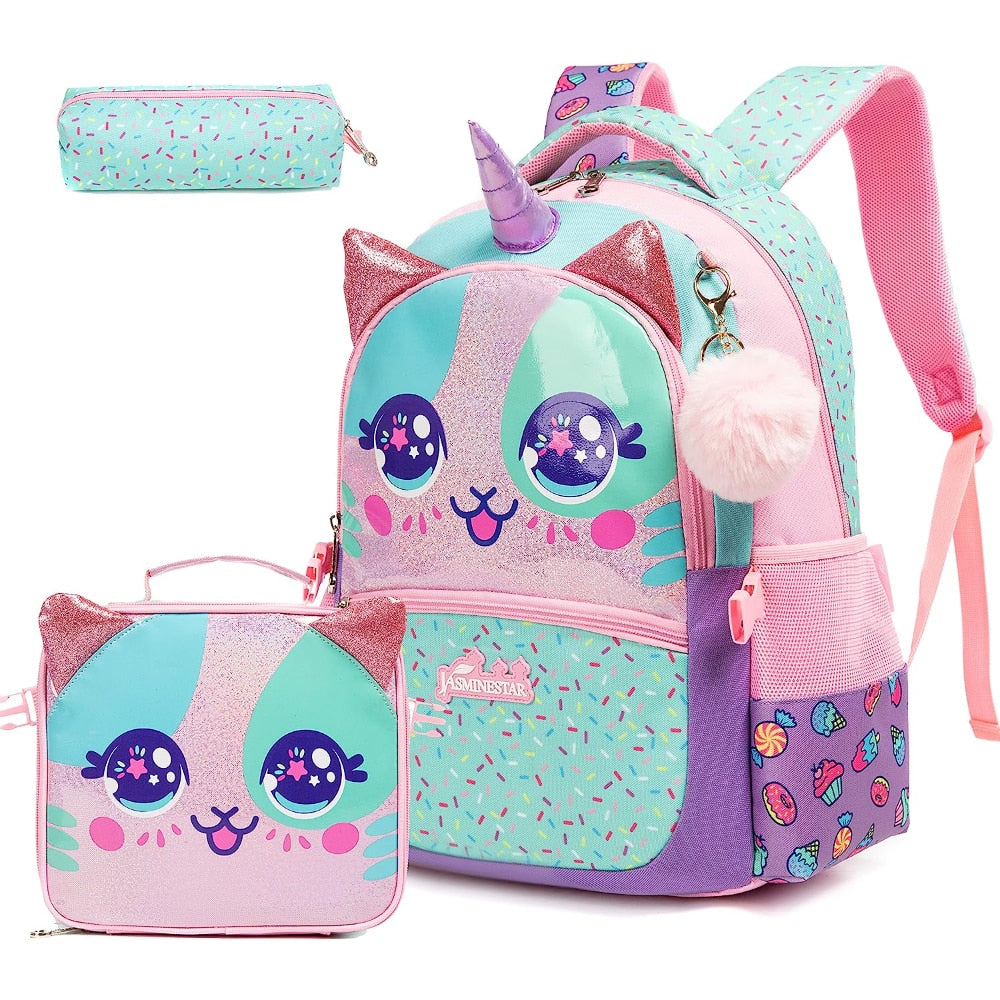 Cartoon Design 3pcs Kids School Backpacks for Girls childrensterritory