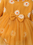 Baby Girl Flowers Print Tulle Bodysuit with Headband childrensterritory