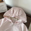 Cotton Long Sleeve Cute Cap Lace Zipper Design Outerwear For Girls childrensterritory