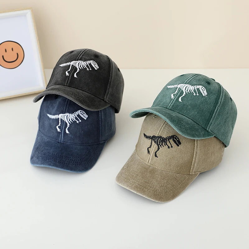 School Boys Embroidered Dinosaur Adjustable Caps childrensterritory