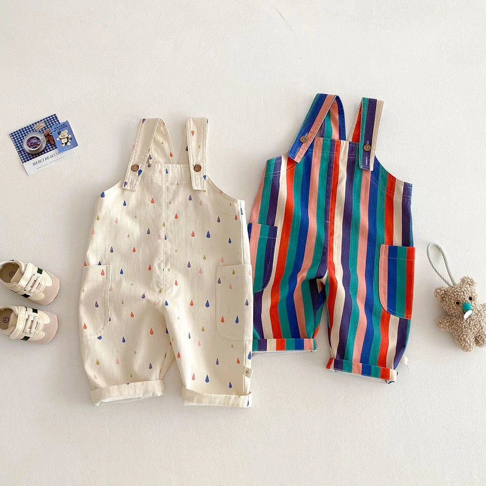 Toddler Boys and Girls Polka Dot and Striped Design Jumpsuits childrensterritory