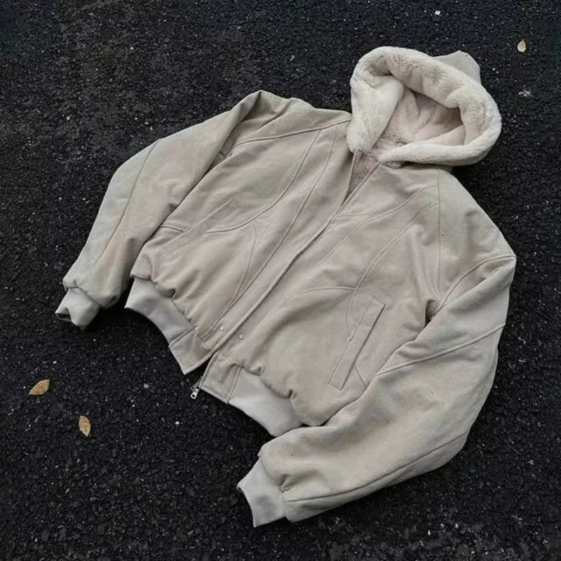 Two Layer Thick Warm Fur Winter Hoodie for Teen Boys