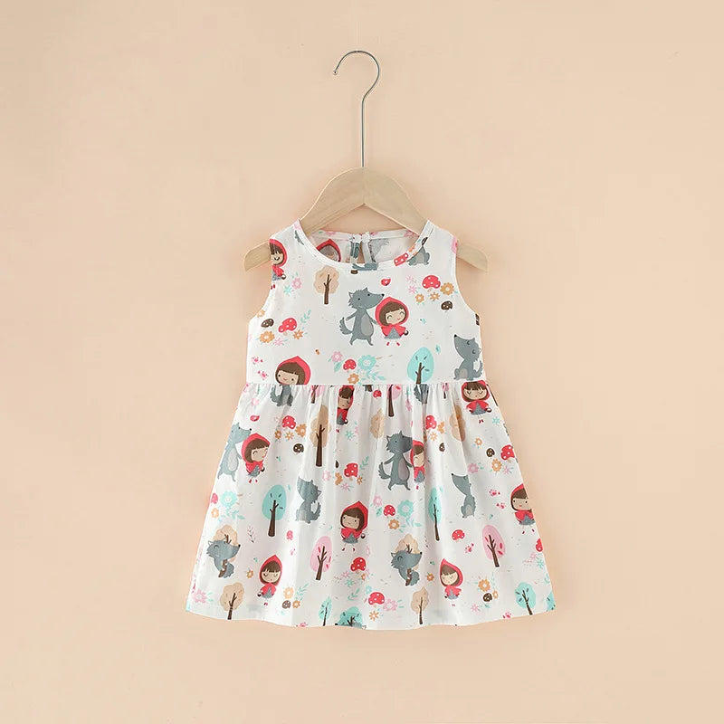 Kids Girls Cartoon Pattern Summer Party Dresses