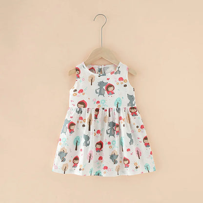Kids Girls Cartoon Pattern Summer Party Dresses