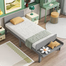 Easy-to-Assemble Twin Bed with Footboard Bench for Kids childrensterritory
