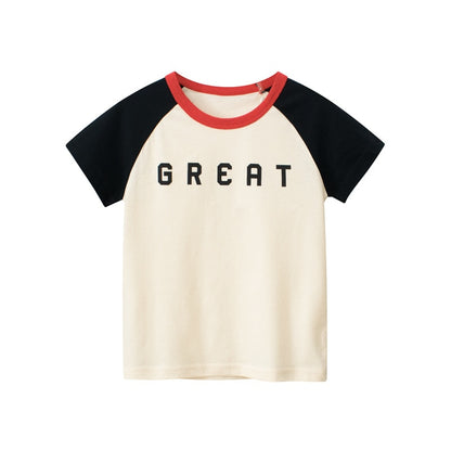 Cartoon Letter Printed Kids Boys Girls Loose Summer Cotton Top childrensterritory