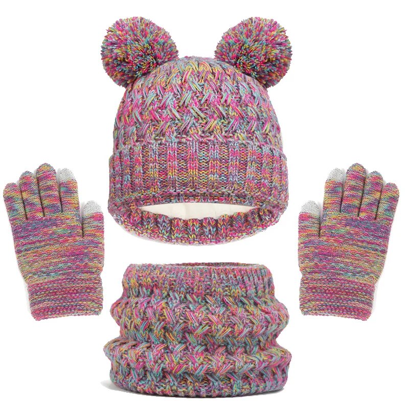 Thick Knitting Warm Baby/Kids Hat Gloves Scarf Set childrensterritory