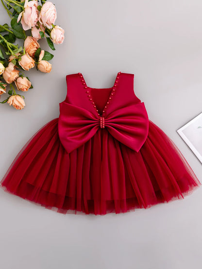 Toddler Girls Bow Design Formal Occasion Tutu Fluffy Gown