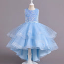 Kids Girls Sequins Design Fluffy Princess Party Trailing Dresses