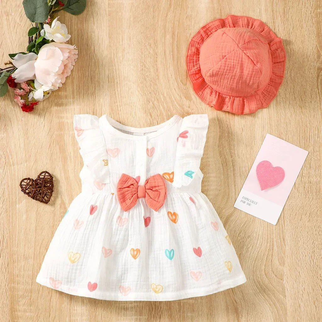 Baby Girl 2PCS Summer Cotton Dress +Hat Clothing Set childrensterritory
