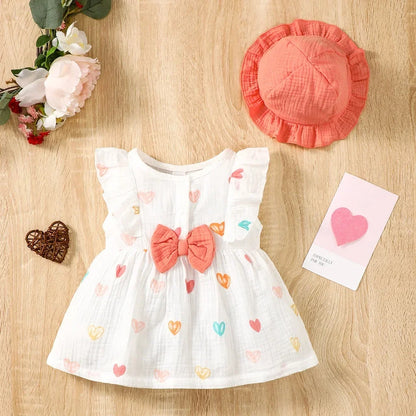Baby Girl 2PCS Summer Cotton Dress +Hat Clothing Set childrensterritory