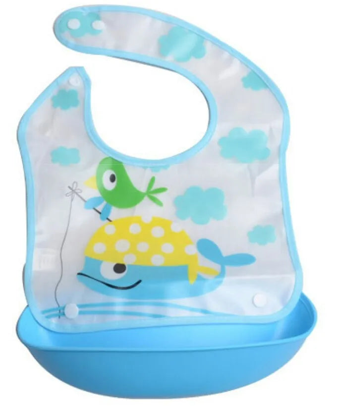 Soft Waterproof Cartoon Printed Adjustable Baby Bibs