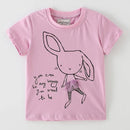Kids Girls Stylish Cartoon Animal Prints Cotton Tops Tees for Summer childrensterritory