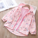 Stylish Rainbow and Unicorn Print Hooded Windbreaker for Kids childrensterritory