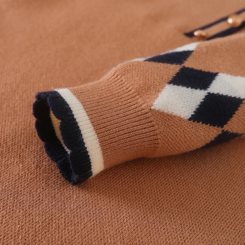 Girls' Long-Sleeved Collar Design Warm Dresses