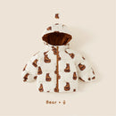 Little Girls Cartoon Print Down Hooded Jackets for Winter childrensterritory