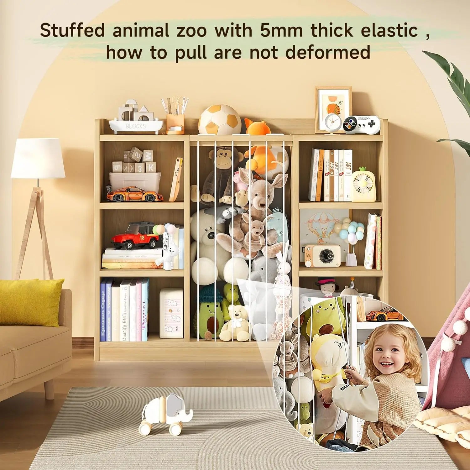 Plush Toy Organizers with 8 Storage Cubbies for Kids Rooms