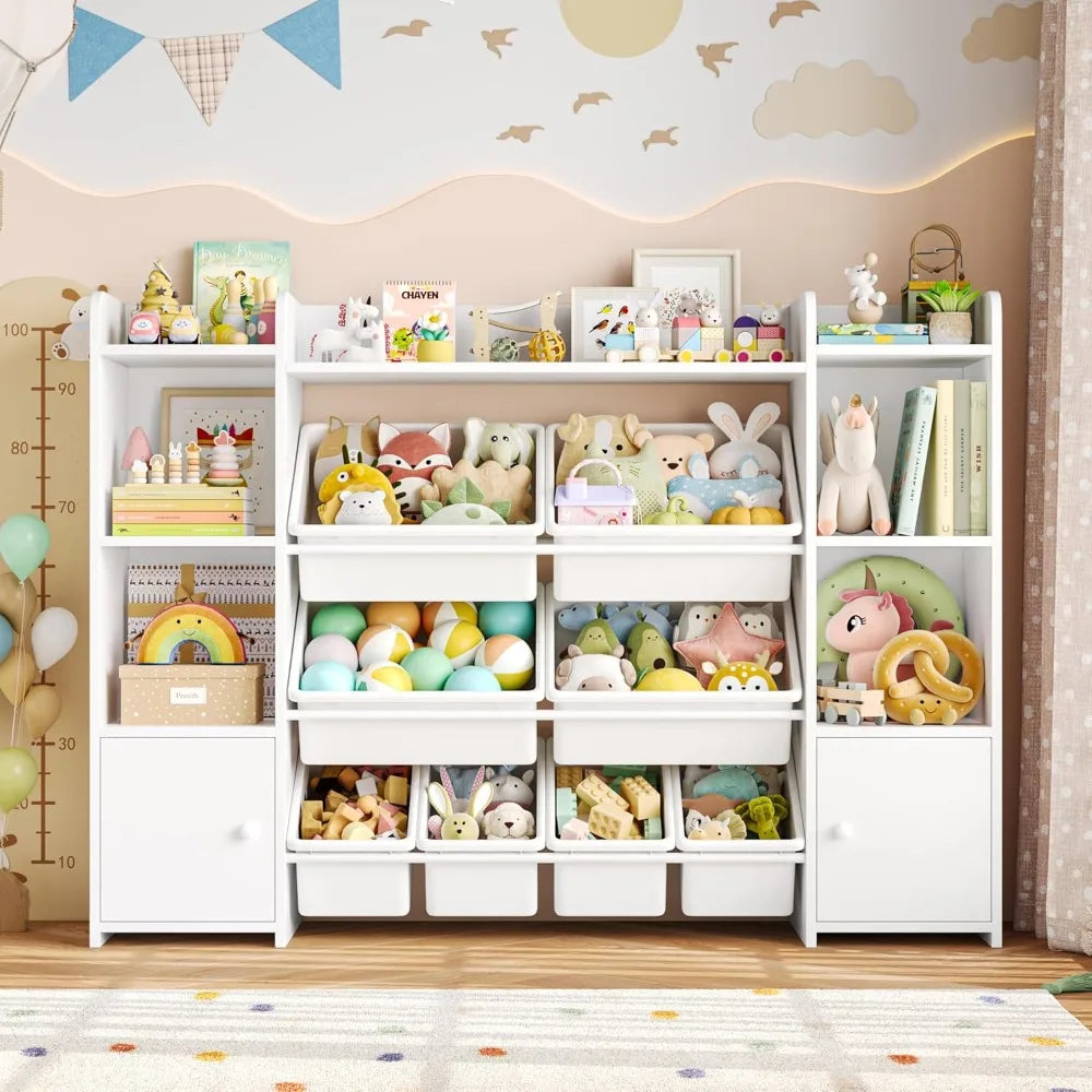 4-Tier Kids Toy Storage Organizer W/8 Removable Bins