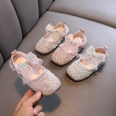 Single Pearl Shallow Kids Girls Bowknot Shoes