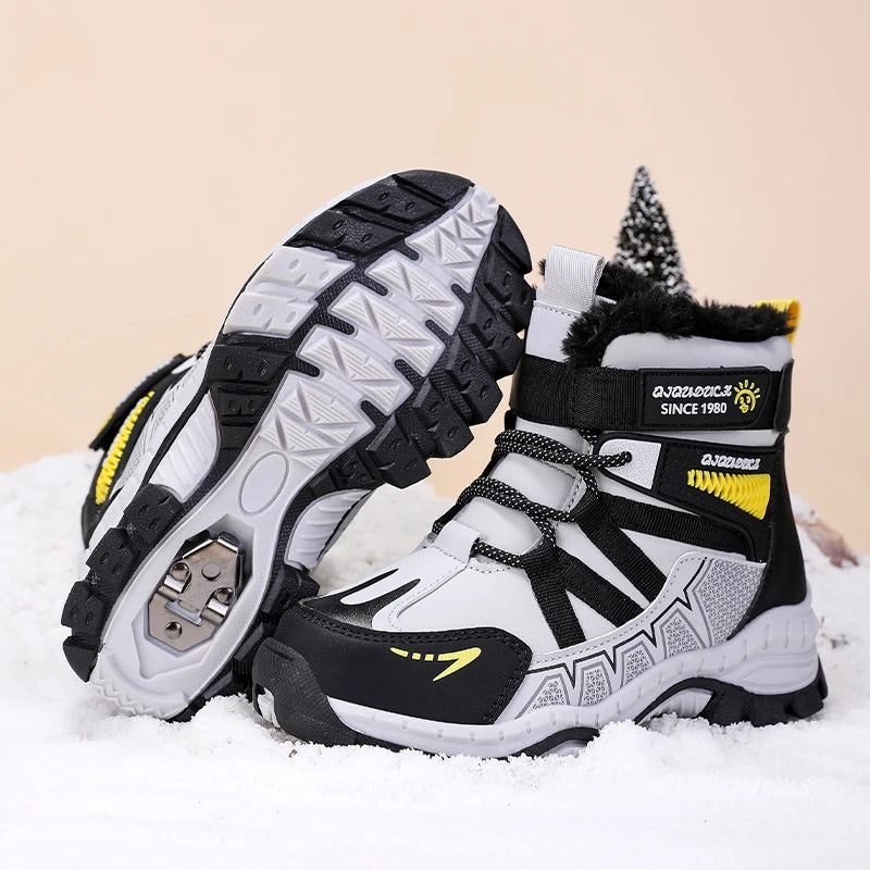Anti-slip Kids Boys Ankle Boots with Motorcycle Hook and Loop