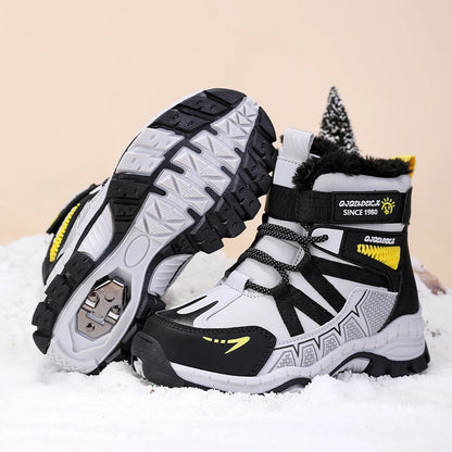 Anti-slip Kids Boys Ankle Boots with Motorcycle Hook and Loop