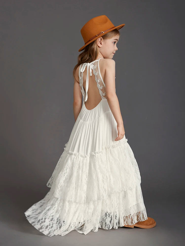 Girls Sleeveless Long Princess Dresses childrensterritory
