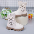 Kids Solid Color Long Snow Boots with Buckle Design childrensterritory