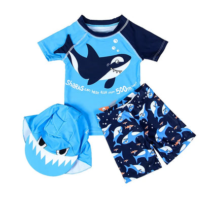 3pc Baby/Kids Boys Sun Protection Swimwear With Hat