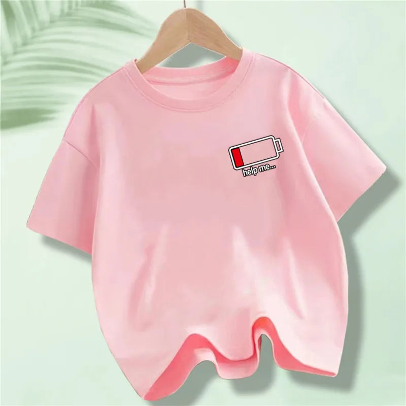 Kids 100% Full Battery Design T-shirts for Summer childrensterritory