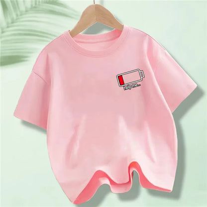 Kids 100% Full Battery Design T-shirts for Summer childrensterritory