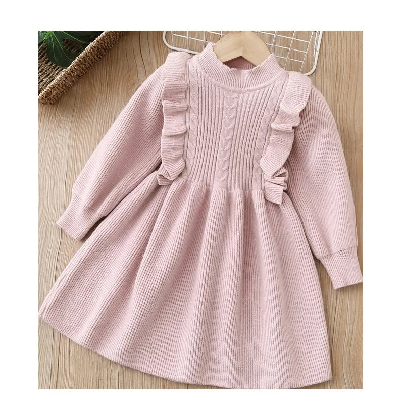 Kids Girls Elegant Princess Sweater Dresses for Winter Parties