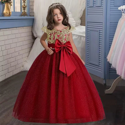 Big Bow, Gauze Lace Princess Birthday Party Dresses for Girls childrensterritory
